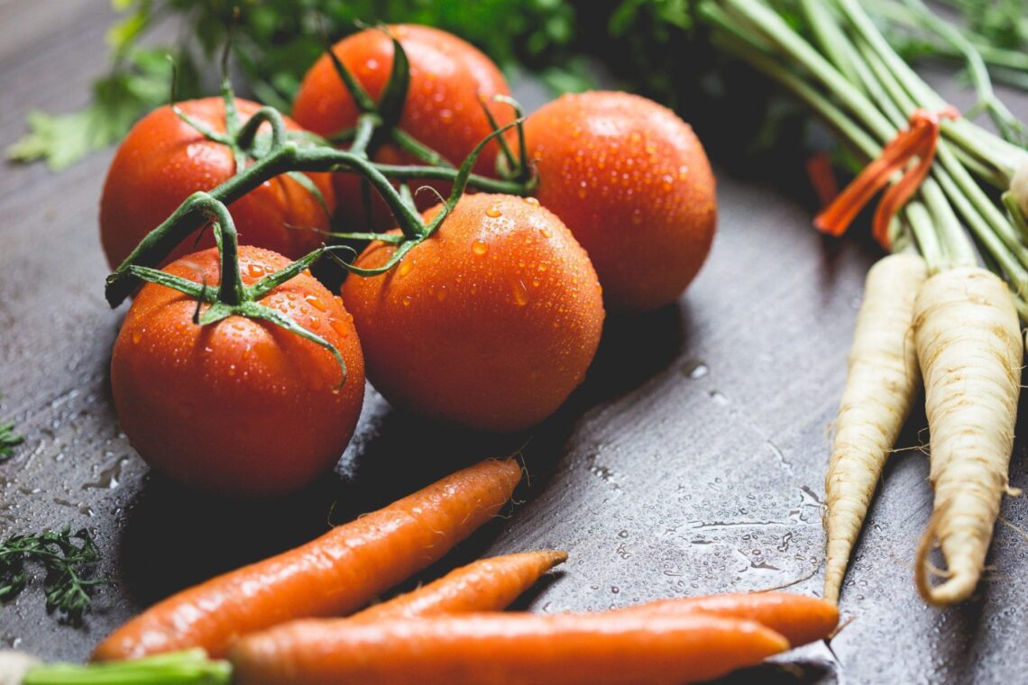 vegetables on a table