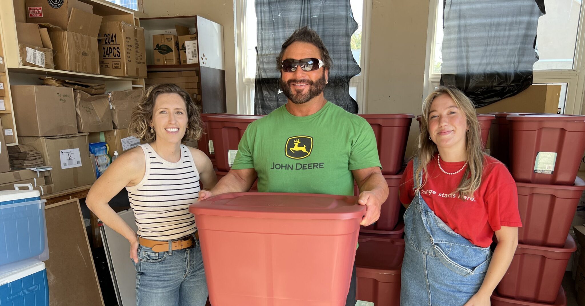 John Deere volunteer with United Way staff